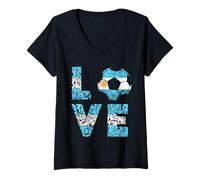 Femme Équipe argentine de football Argentina Love Ball Argentinian Roots T-Shirt avec Col en V