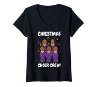 Femme Équipe de Chorale de Noël ! Chanteurs Gospel Assortis T-Shirt avec Col en V