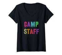 Femme Équipe de conseiller et Cousin de l'équipe hôte du Terrain de Camping T-Shirt avec Col en V