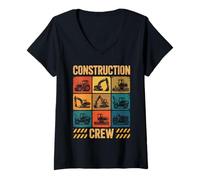 Femme Équipe de construction, machinerie lourde, opérateur, excavatrice, constructeur T-Shirt avec Col en V