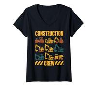 Femme Équipe de construction, machinerie lourde, opérateur, excavatrice, constructeur T-Shirt avec Col en V