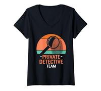 Femme Équipe De Détectives Privés Enquêteur Détective Privé T-Shirt avec Col en V
