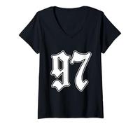 Femme Équipe de Fans de Sports Latino-américains #97, numéro 97, Cholo Easy T-Shirt avec Col en V
