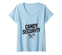 Femme Équipe de Protection Contre Les friandises Amusantes de Candy Security T-Shirt avec Col en V