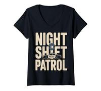 Femme Équipe de Service de Police de Patrouille de Nuit T-Shirt avec Col en V