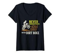 Femme Équipe de Soutien Amusante de Motocross Dad Race Day Pit Crew T-Shirt avec Col en V