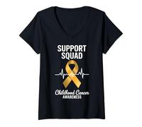 Femme Équipe de Soutien de Sensibilisation au Cancer chez Les Enfants T-Shirt avec Col en V