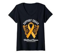 Femme Équipe de Soutien de Sensibilisation au Cancer chez Les Enfants T-Shirt avec Col en V
