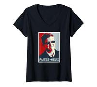 Femme Equipe Jean-Luc Melchon JLM Funny T-Shirt avec Col en V