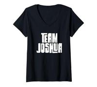 Femme Équipe Joshua Son Dad Husband Grandson Groupe Familial Sportif T-Shirt avec Col en V
