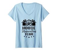 Femme Équipe Rénovation Maison Restauration Rénover T-Shirt avec Col en V