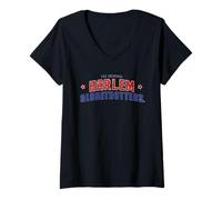 Femme Équipement de fan des Harlem Globetrotters avec logo original en forme de étoile T-Shirt avec Col en V