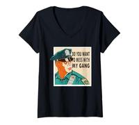 Femme Équipement de Policier pour Adulte Veut du désordre avec Mon Flic de Gang T-Shirt avec Col en V