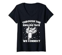 Femme Équitation English Track We Connect Horse Rider T-Shirt avec Col en V