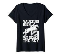 Femme Équitation Vaulting High Horse Rider T-Shirt avec Col en V