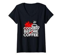 Femme ER Nurse Code 99 Before Coffee Medical Humor T-Shirt avec Col en V