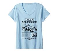 Femme Erector Model Sport Racing Car Team 1913 T-Shirt avec Col en V