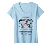 Femme Erector Motocross Moto Pro Trials USA Retro T-Shirt avec Col en V