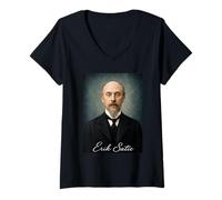 Femme Erik Satie Compossier Pianiste T-Shirt avec Col en V