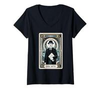 Femme Erik Satie Compossier Pianiste Tarot T-Shirt avec Col en V