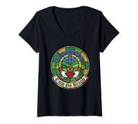 Femme Erin Go Bragh Vitrail Claddagh Tour Ronde Irish Pride T-Shirt avec Col en V