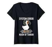 Femme Erreur système Reign of Terror Funny Gamer Goose Rage Quit it T-Shirt avec Col en V