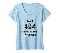 Femme Error 404 Social Energy Not Found Funny Introvert Gamer T-Shirt avec Col en V
