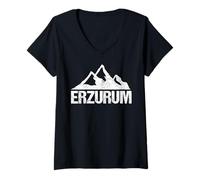 Femme Erzurum Mountains Palandöken Turkey Station de Ski Türkiye T-Shirt avec Col en V