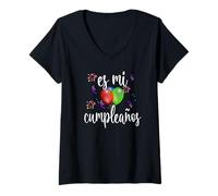 Femme Es Mi Cumpleaños Anniversaire Espagnol Para Mujer T-Shirt avec Col en V
