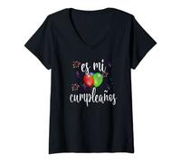 Femme Es Mi Cumpleaños Para Mujer Anniversaire espagnol T-Shirt avec Col en V