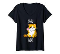 Femme ES-tu en Train de me Chatter ? Kitty Funny Cat Lovers Cool T-Shirt avec Col en V