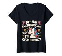 Femme ES-tu en Train de trop réfléchir à ce Que Je Pense trop T-Shirt avec Col en V