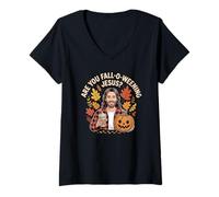 Femme ES-tu Jésus en Automne ? Christian Funny Fall Jesus T-Shirt avec Col en V