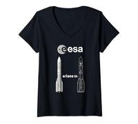 Femme ESA Ariane 64 Booster Fusée T-Shirt avec Col en V