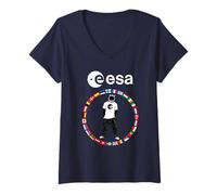 Femme ESA Astronaute Cool Tenu dans Drapeau des États Membres T-Shirt avec Col en V