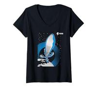 Femme ESA European Space Agency Ariane 6 Fusée Lancement T-Shirt avec Col en V