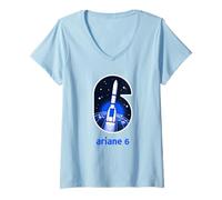 Femme ESA European Space Agency Ariane 6 Fusée Nombre T-Shirt avec Col en V