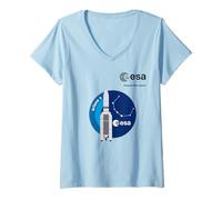 Femme ESA European Space Agency Mission Ariane 5 Fusée Patch T-Shirt avec Col en V
