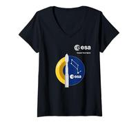 Femme ESA European Space Agency Mission Vega c Fusée Patch T-Shirt avec Col en V
