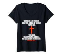 Femme Esaïe 12:2 Écritures des versets de la Bible T-Shirt avec Col en V