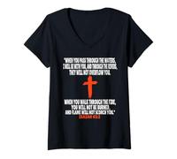 Femme Esaïe 43:2 Écritures des versets de la Bible T-Shirt avec Col en V