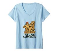 Femme Escalade Atlas Climbers Paris T-Shirt avec Col en V
