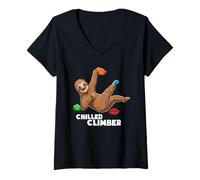 Femme Escalade de Bloc et de Rocher Sloth T-Shirt avec Col en V