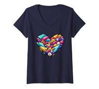 Femme Escalade De Bloc Et Le Cœur De l'escalade De Bloc T-Shirt avec Col en V