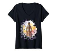 Femme Escapade Big Ben Vacances Tour De l'horloge T-Shirt avec Col en V