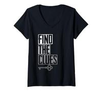 Femme Escape Room Find The Clues T-Shirt avec Col en V