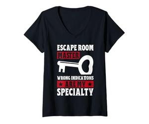 Femme Escape Room Master Wrong Indications are My Specialty Game T-Shirt avec Col en V