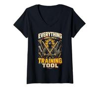 Femme Escrima Arnis Arts Martiaux T-Shirt avec Col en V