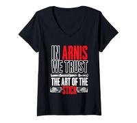Femme Escrima Arnis Arts Martiaux The Art Of The Stick T-Shirt avec Col en V