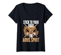 Femme Escrima Arts Martiaux The Arnis Spirit T-Shirt avec Col en V